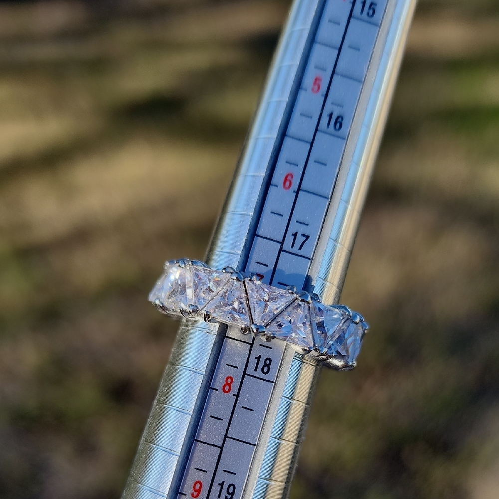 ETERNITY BAND w/ TRILLION CUT SIMULATED DIAMOND GEMSTONES
